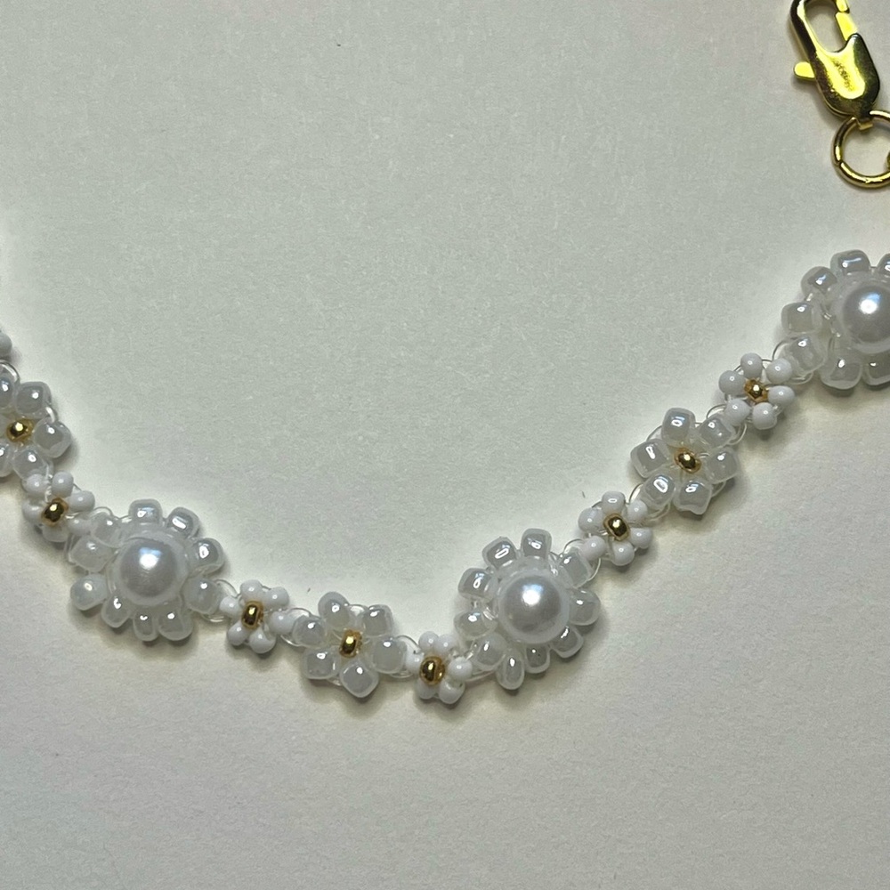 Gold and Pearl Floral Bracelet